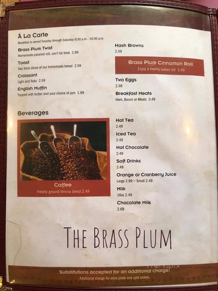 Brass Plum - Worland, WY menu_pic
