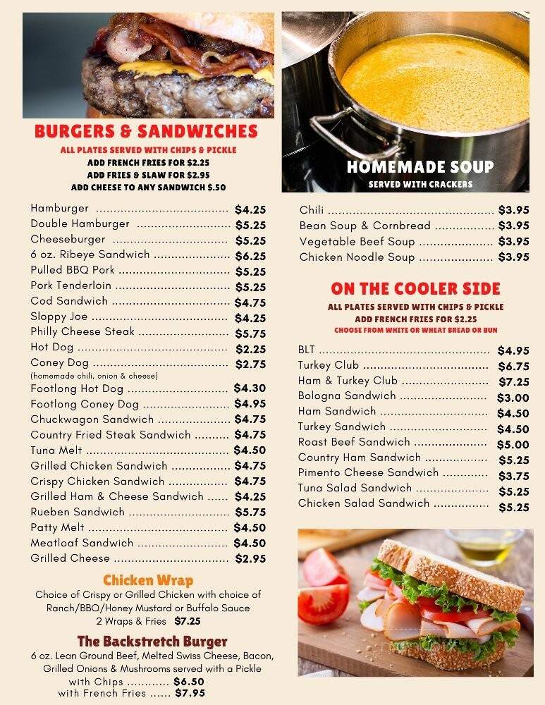 Marshall's Backstretch Diner - Frankfort, KY menu_pic