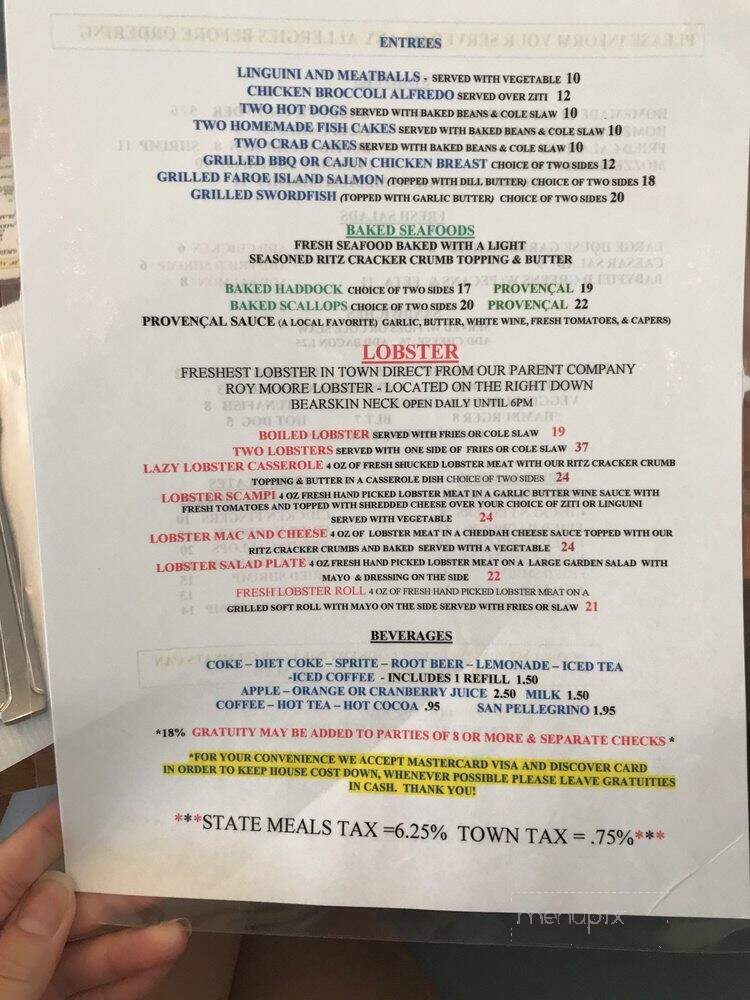 Fish Shack Restaurant - Rockport, MA menu_pic