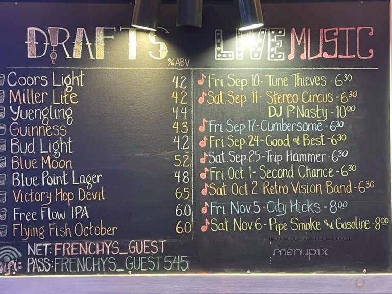 Frenchy's Bar & Grill - Roselle Park, NJ menu_pic