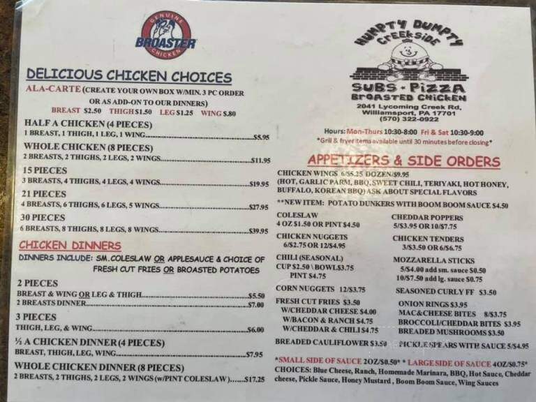 Humpty Dumpty Creek Side - Williamsport, PA menu_pic