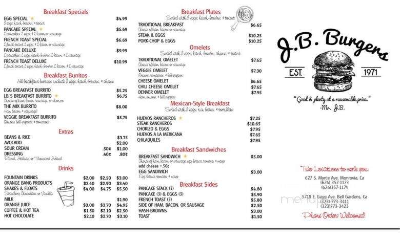 J B Burgers - Monrovia, CA menu_pic
