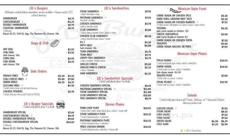 J B Burgers - Monrovia, CA menu_pic