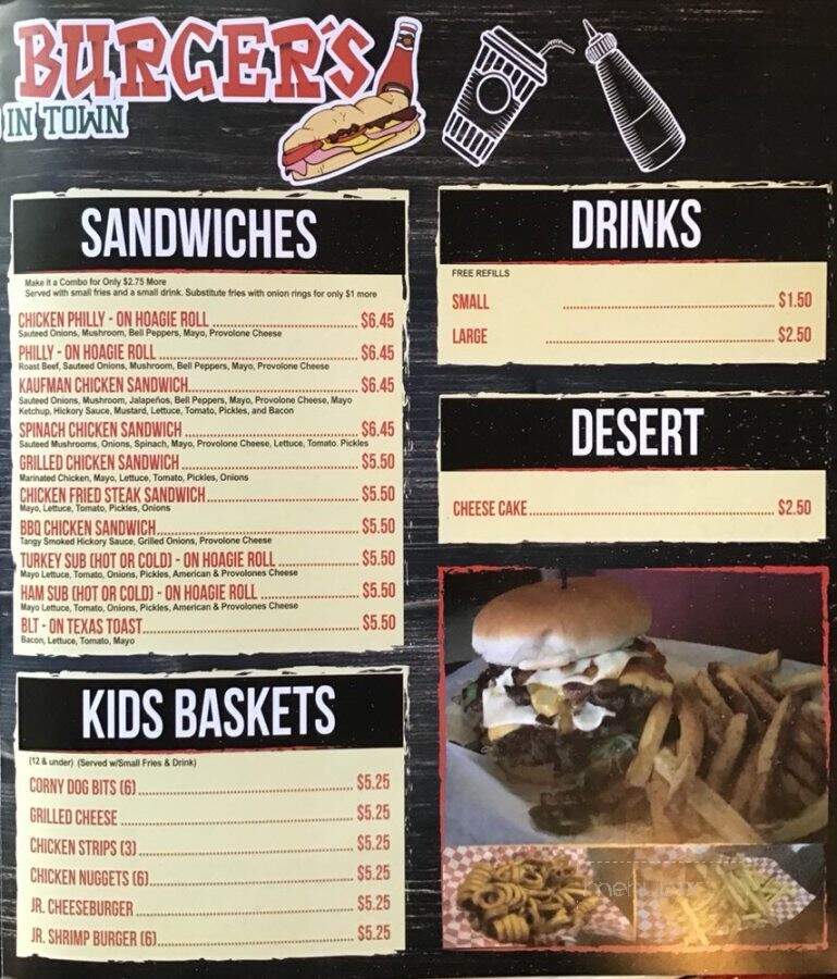 Online Menu of Kaufman Burgers, Kaufman, TX