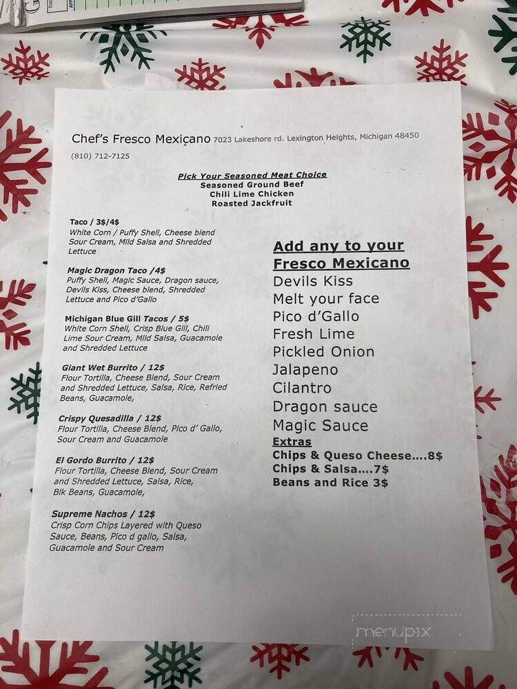 Chef's Fresco Mexicano - Lakeport, MI menu_pic