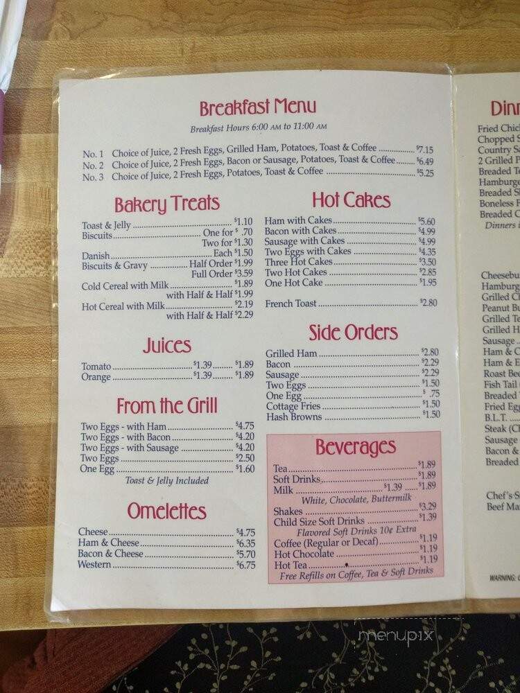 Flamingo Motel & Restaurant - Dunreith, IN menu_pic