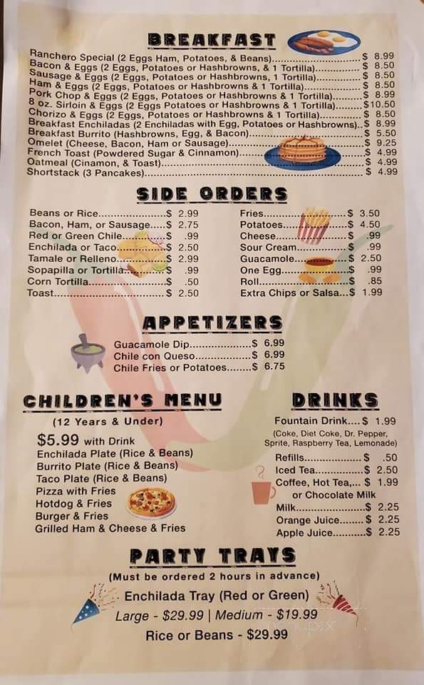 El Ranchero Cafe - Milan, NM menu_pic