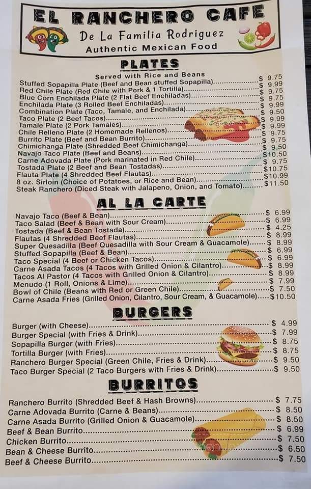 El Ranchero Cafe - Milan, NM menu_pic