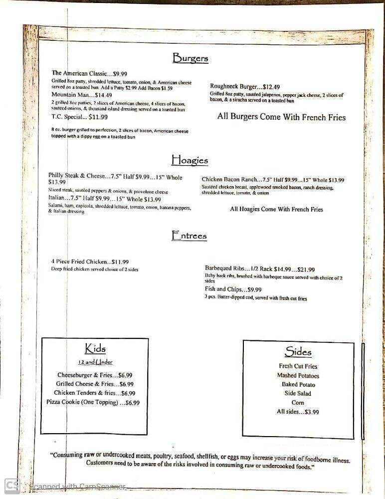 Tall Cedars - Donegal, PA menu_pic