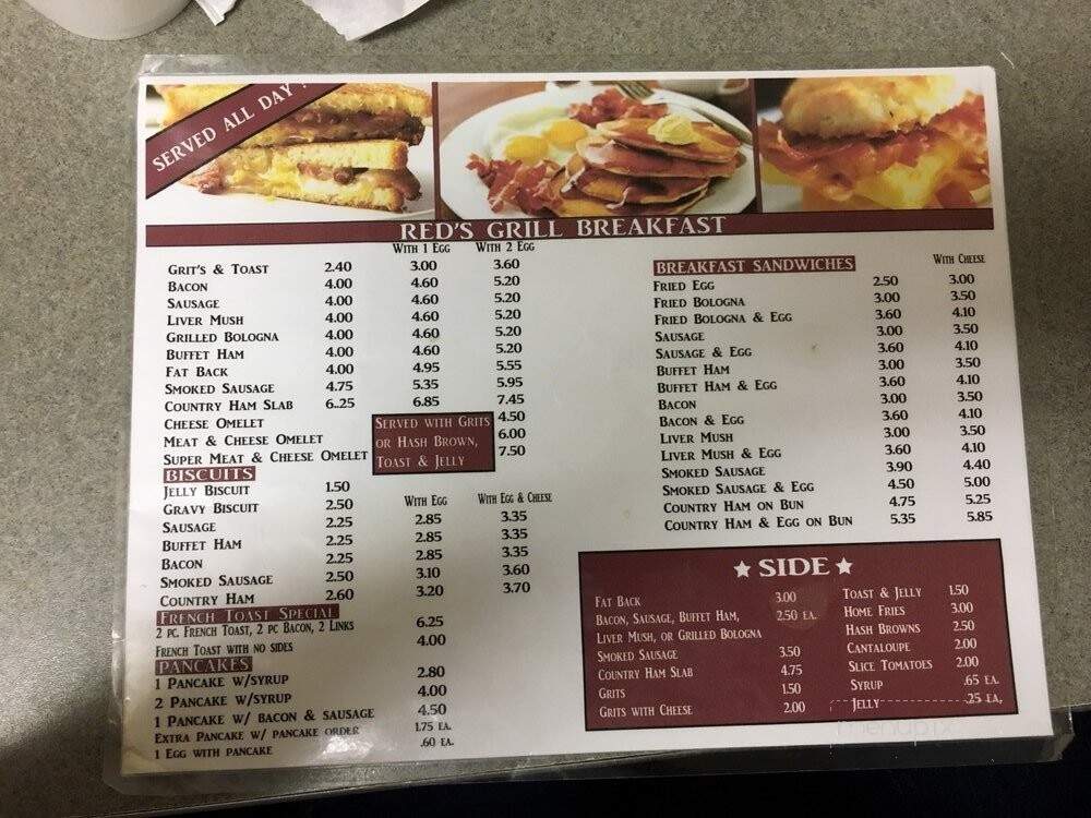 Red's Grill - Rock Hill, SC menu_pic