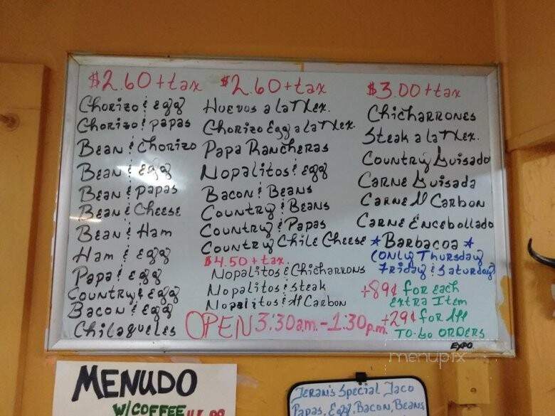 Teran's Restaurant - San Antonio, TX menu_pic