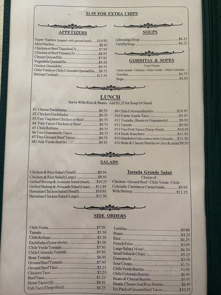 Touch Of Mexico - Templeton, CA menu_pic