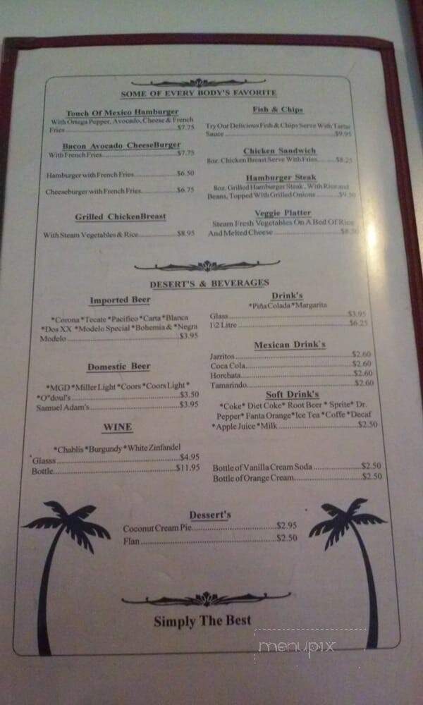 Touch Of Mexico - Templeton, CA menu_pic