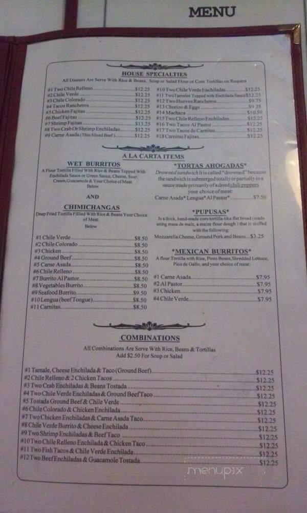 Touch Of Mexico - Templeton, CA menu_pic