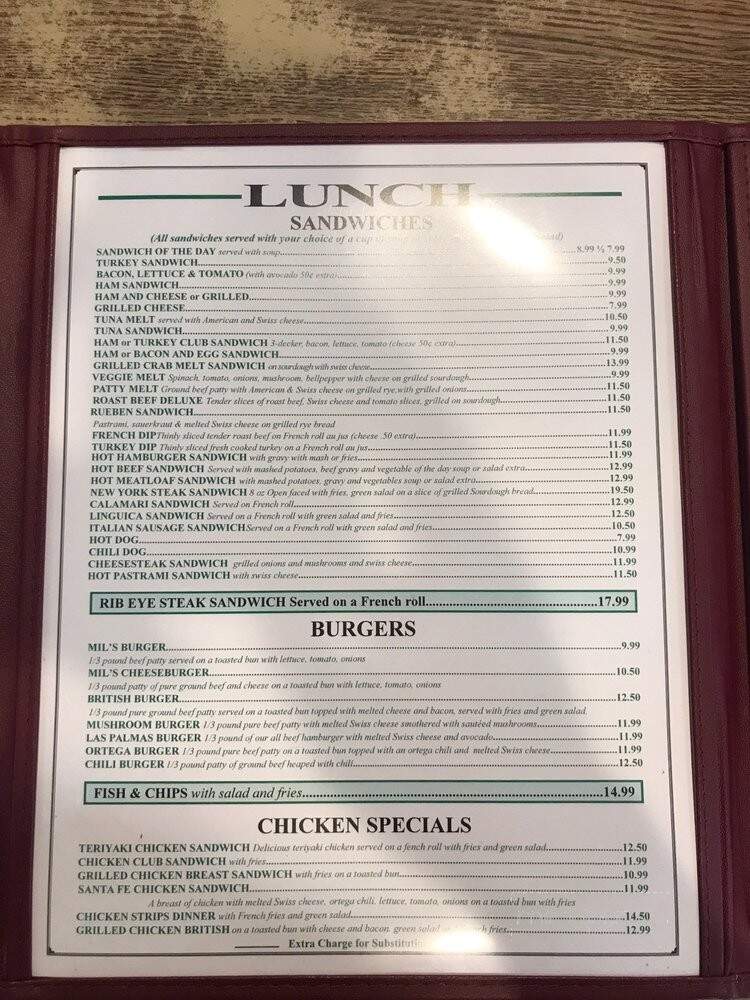 Mil's Bar & Grill - Patterson, CA menu_pic