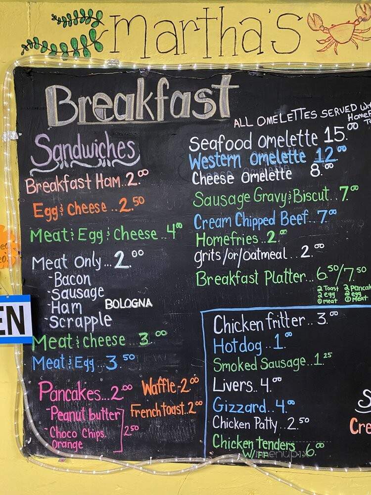 Martha's Kitchen - Saxis, VA menu_pic
