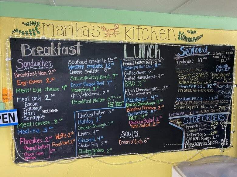Martha's Kitchen - Saxis, VA menu_pic