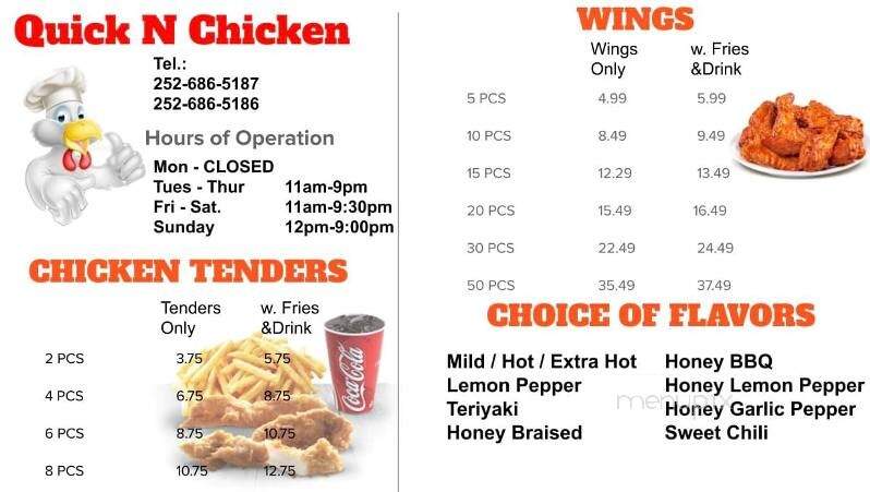 Quick N Chicken - Kinston, NC menu_pic