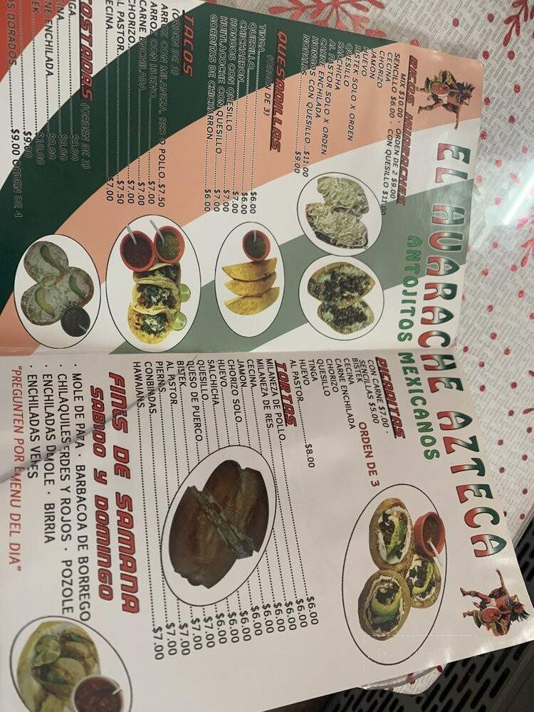 El Huarache Azteca Mexicana - Passaic, NJ menu_pic
