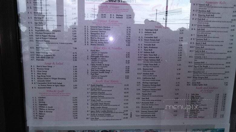 Saki Endless Sushi Hibachi - Southaven, MS menu_pic