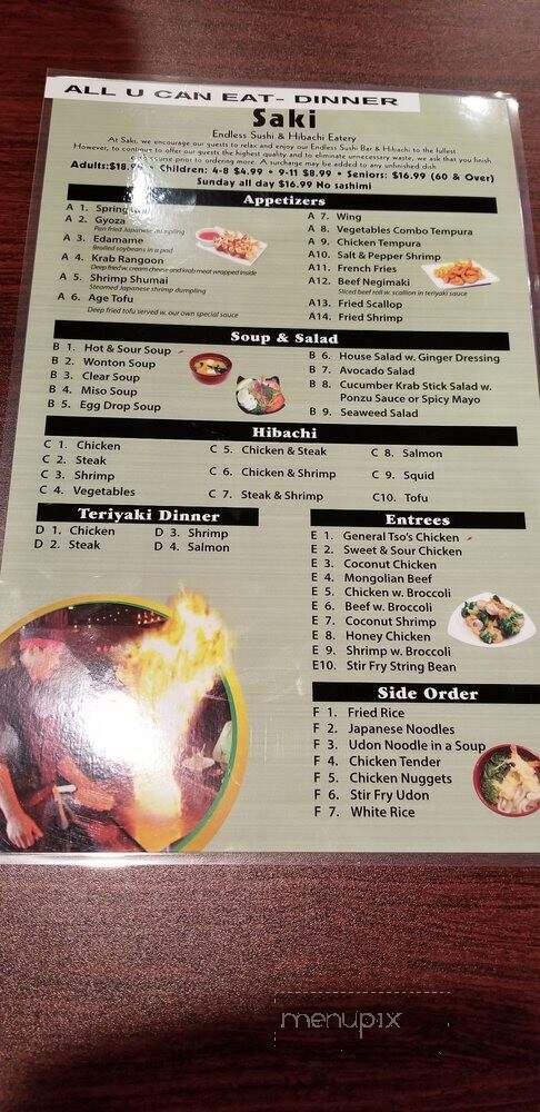 Saki Endless Sushi Hibachi - Southaven, MS menu_pic