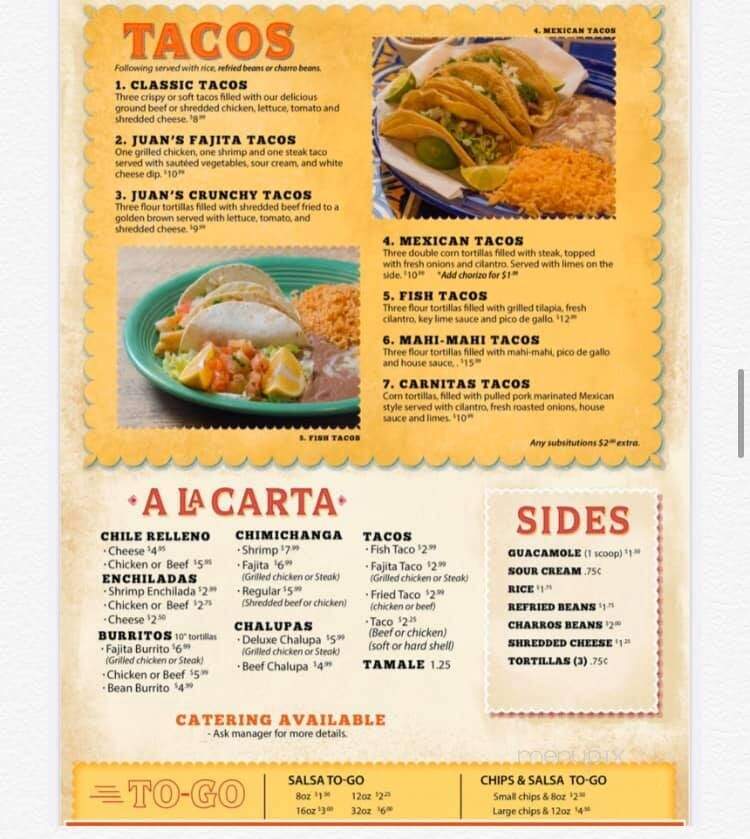 Juan Tequilas - Waveland, MS menu_pic