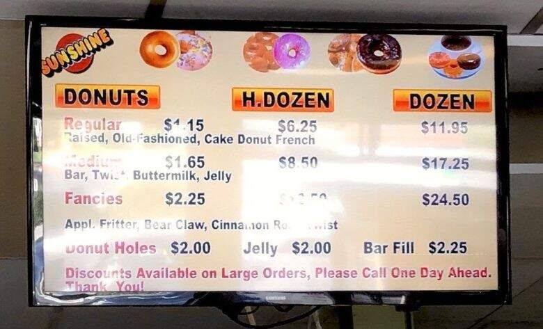 Sunshine Donuts - Brentwood, CA menu_pic