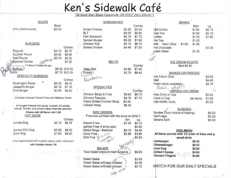 Ken's Sidewalk Cafe - Canyonville, OR
