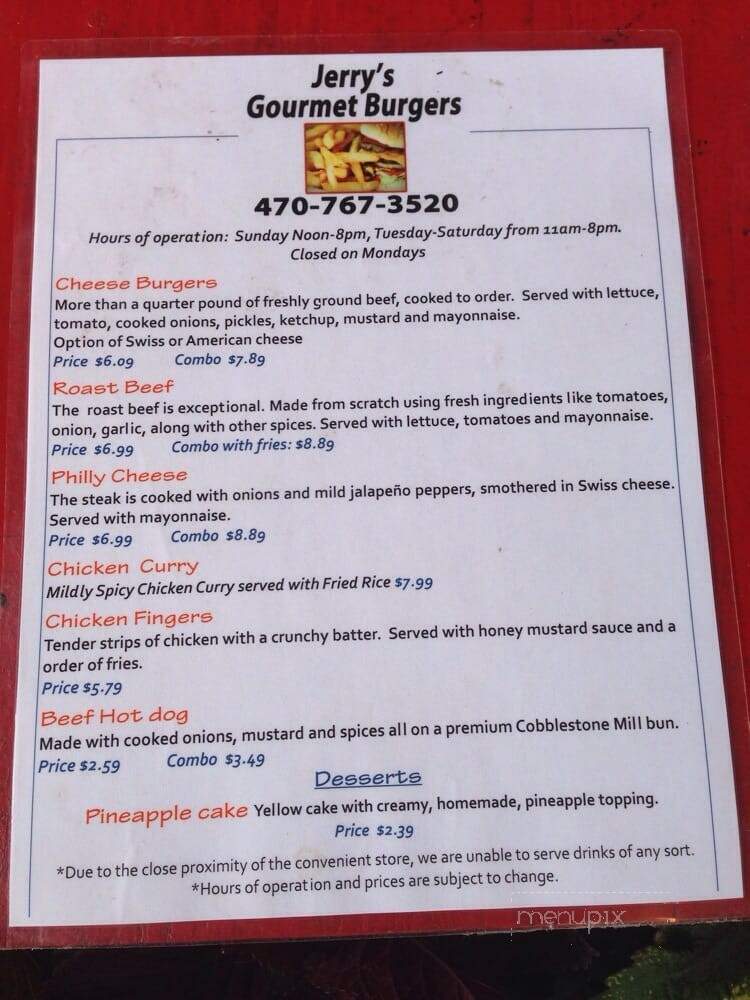 Jerry's Gourmet Burgers - Villa Rica, GA menu_pic