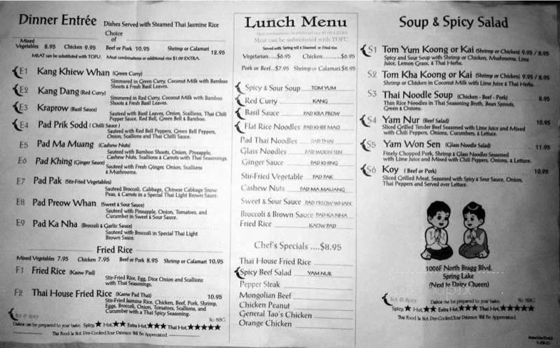 Sawaddee - Spring Lake, NC menu_pic