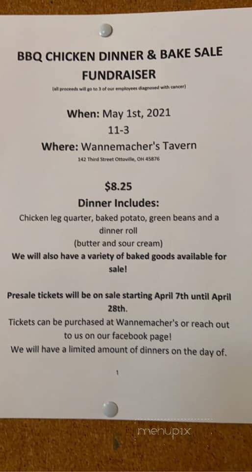 Wannemacher's Tavern - Ottoville, OH menu_pic