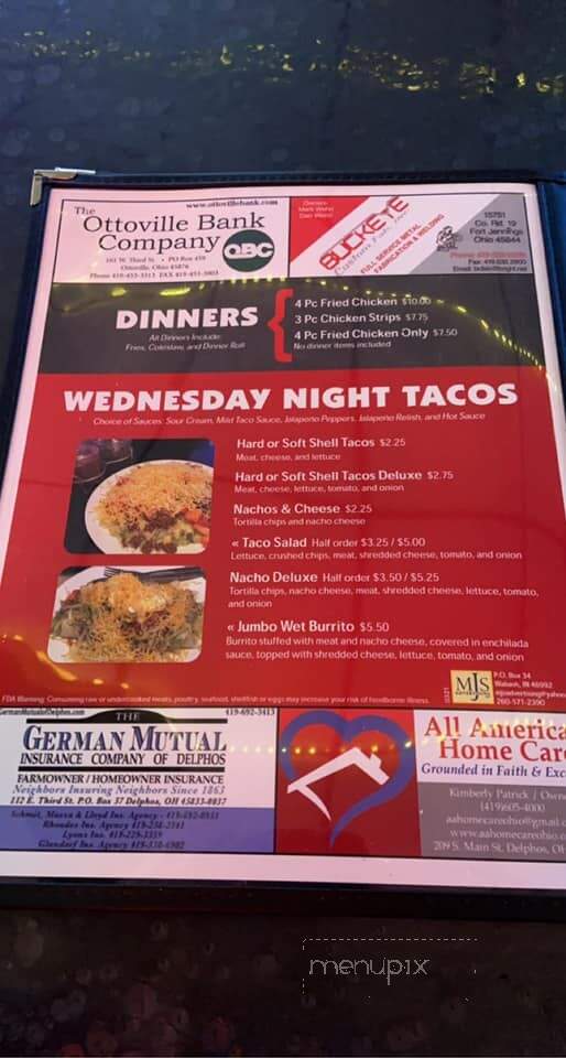 Wannemacher's Tavern - Ottoville, OH menu_pic