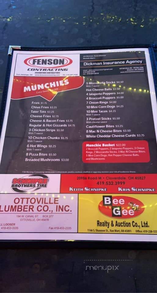 Wannemacher's Tavern - Ottoville, OH menu_pic