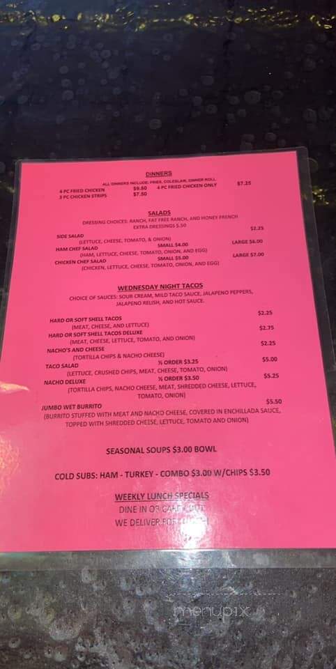 Wannemacher's Tavern - Ottoville, OH menu_pic