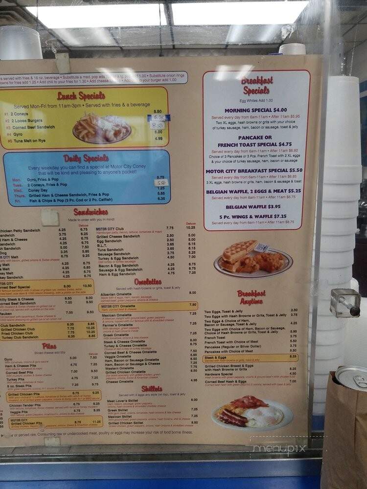 Motor City Coney Island Restaurant - Detroit, MI menu_pic