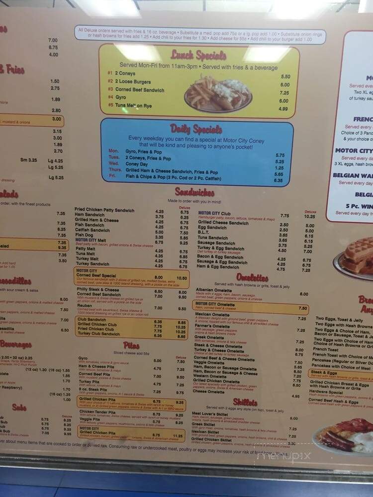 Motor City Coney Island Restaurant - Detroit, MI menu_pic