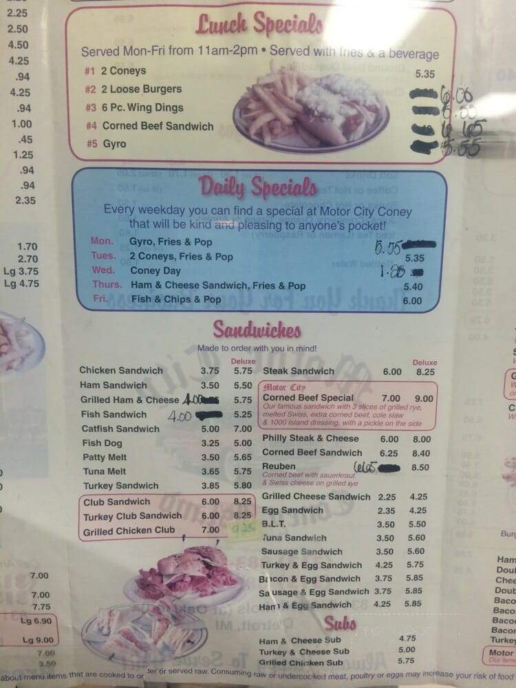 Motor City Coney Island Restaurant - Detroit, MI menu_pic