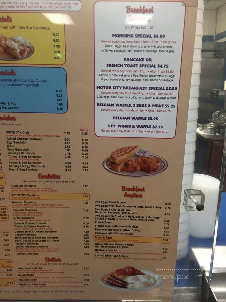 Motor City Coney Island Restaurant - Detroit, MI menu_pic