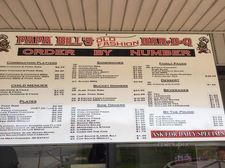 Papa Bill's Ribs - Pembroke, NC menu_pic