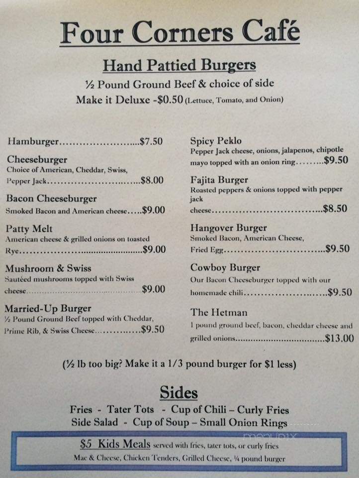 Four Corners Cafe - Fairfield, ND menu_pic