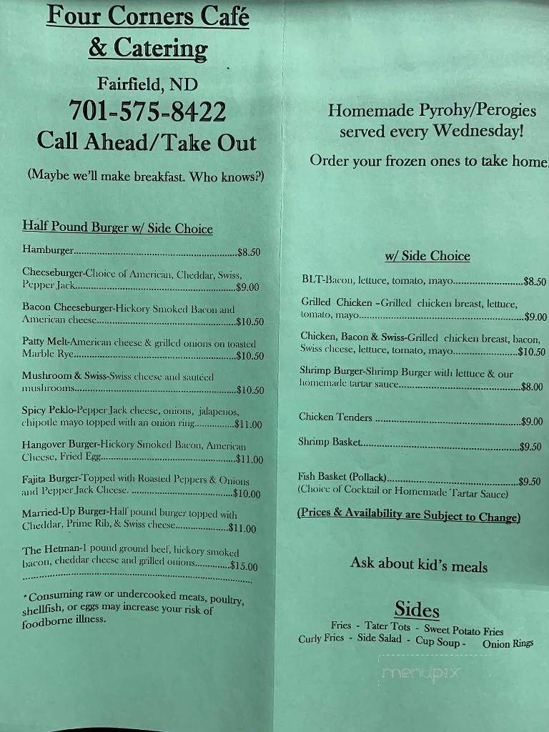 Four Corners Cafe - Fairfield, ND menu_pic