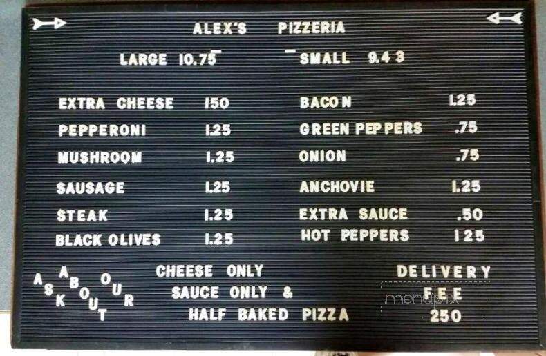 Alex's Pizzeria - Philadelphia, PA menu_pic