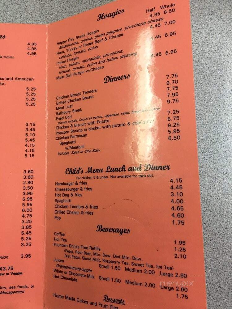 Happy Day Cafe - Leechburg, PA menu_pic