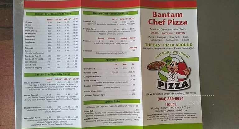 Bantam Chef Pizza - Blacksburg, SC menu_pic