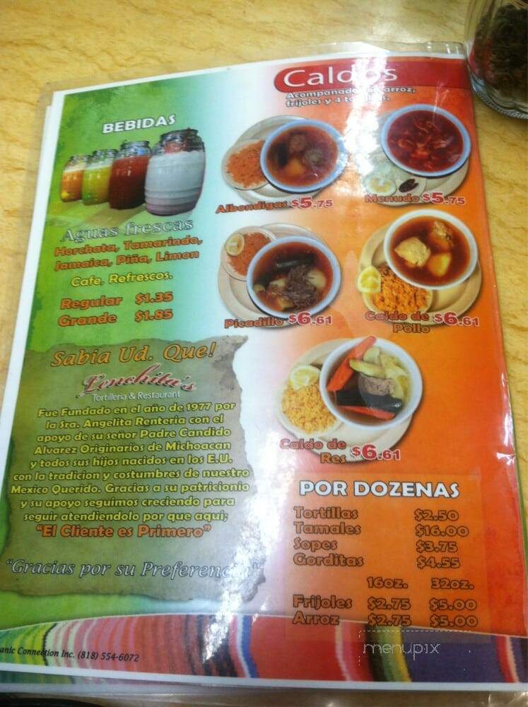 Lenchita's Tortillas Restaurnt - Pacoima, CA menu_pic