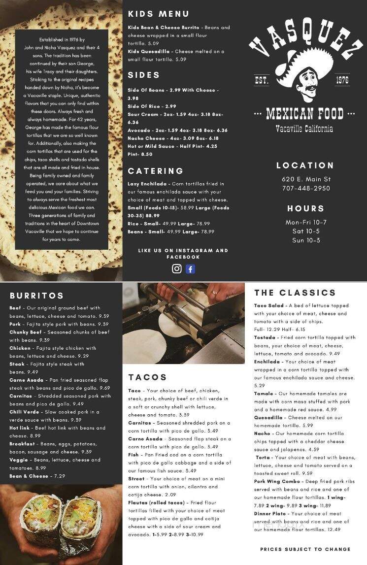 Vasquez Delicatessen - Vacaville, CA menu_pic