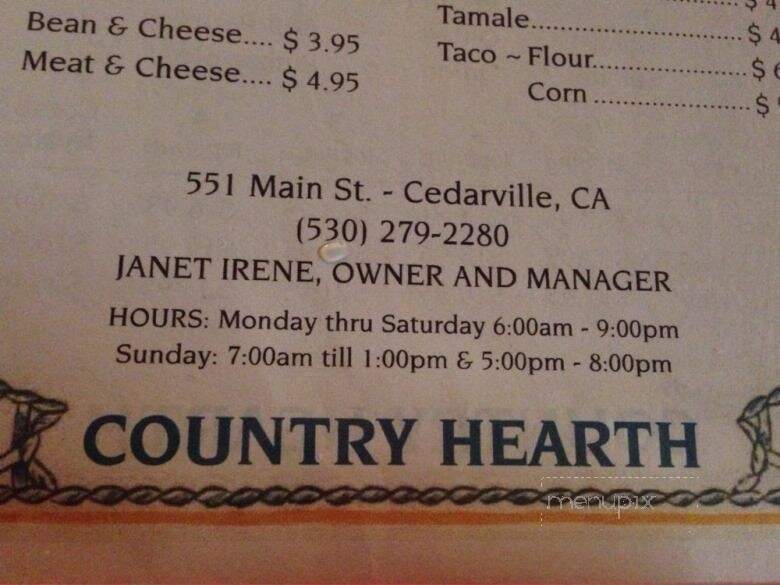 Country Hearth - Cedarville, CA menu_pic
