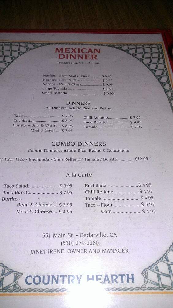 Country Hearth - Cedarville, CA menu_pic