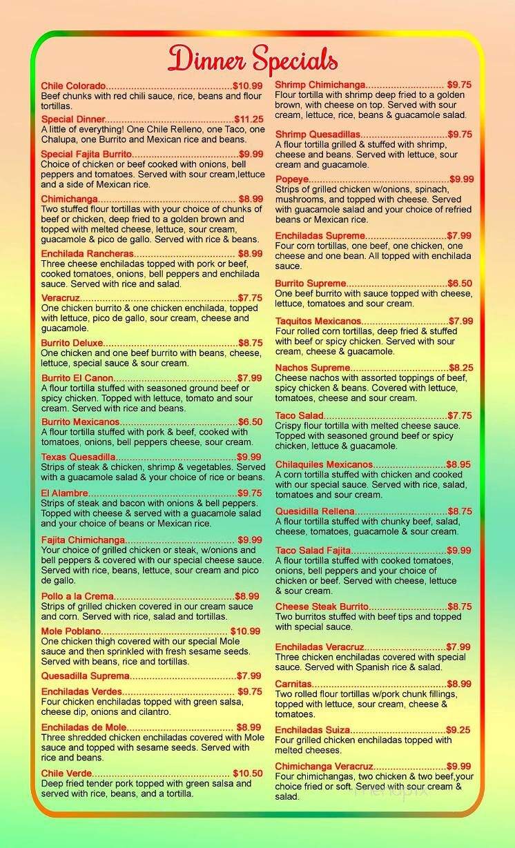 El Canon Mexican Restaurant - Greenfield, OH menu_pic