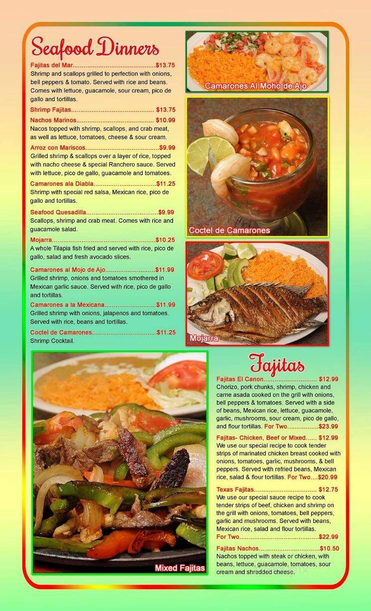 El Canon Mexican Restaurant - Greenfield, OH menu_pic
